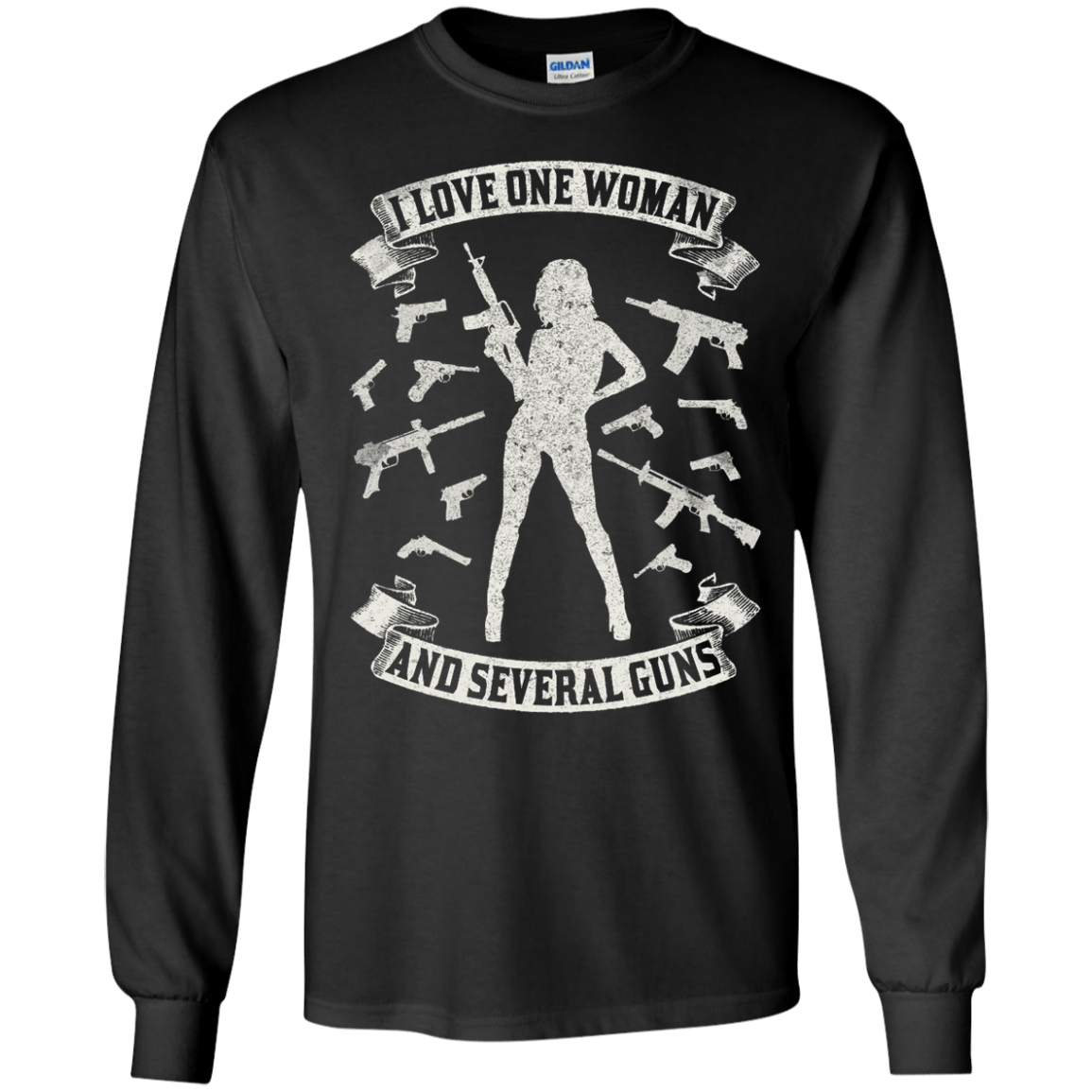 I Love One Woman And Several Guns-T-Shirt & Hoodie-Long Sleeve T-Shirt-Black