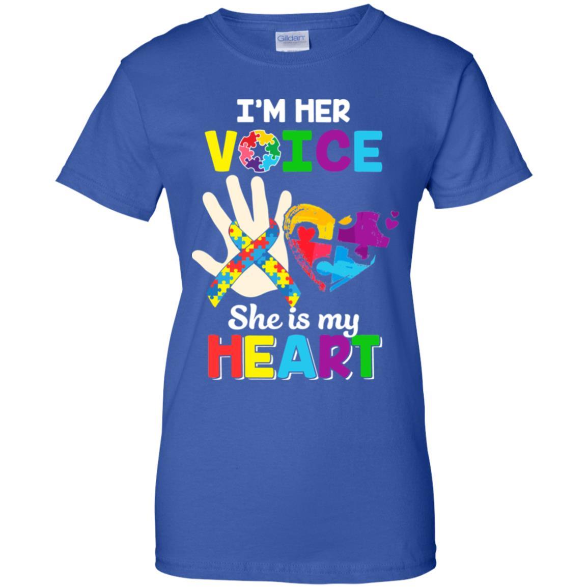I'm Her Voice She Is My Heart Dad Mom Autism Awareness-T-Shirt & Hoodie-Women's T-Shirt-Royal