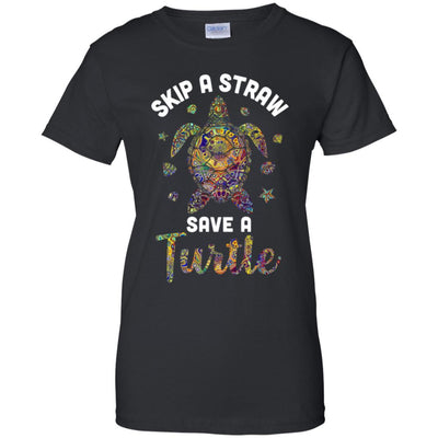 Hippie Skip A Straw Save A Turtle-T-Shirt & Tank Top-Women's T-Shirt-Black