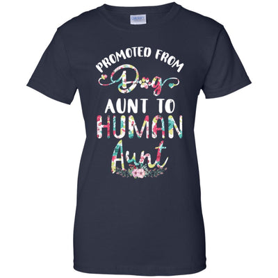 Floral Promoted From Dog Aunt To Human Aunt Gift-T-Shirt & Tank Top-Women's T-Shirt-Navy