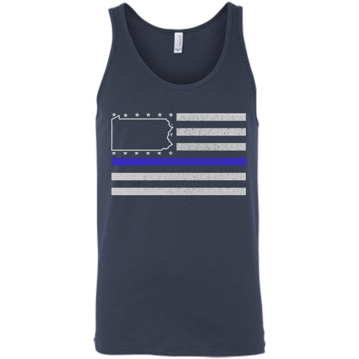 Pennsylvania Thin Blue Line Police State-T-Shirt & Hoodie-Unisex Tank-Navy