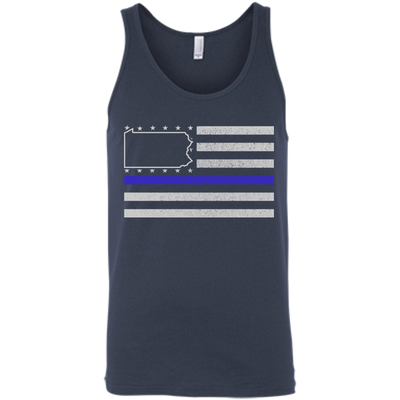 Pennsylvania Thin Blue Line Police State-T-Shirt & Hoodie-Unisex Tank-Navy