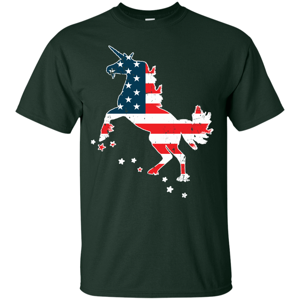 Unicorn Silhouette July of 4th-T-Shirt & Hoodie-Classic T-Shirt-Forest Green
