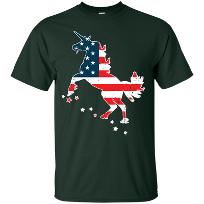 Unicorn Silhouette July of 4th-T-Shirt & Hoodie-Classic T-Shirt-Forest Green