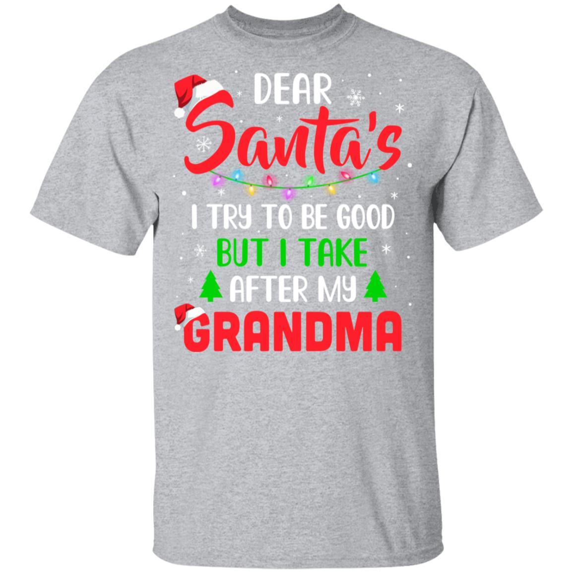 Dear Santa I Tried To Be Good But My Grandma Christmas Kids Youth-Youth Shirt-Youth T-Shirt-Sport Grey