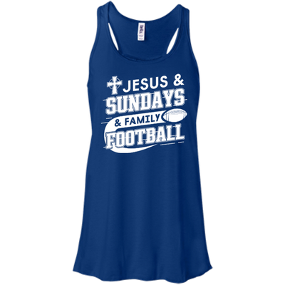 Jesus Sundays Family Football-T-Shirt & Hoodie-Women's Flowy Racerback Tank-True Royal