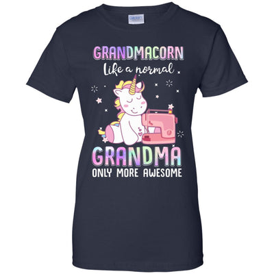 Grandmacorn Like A Normal Grandma Sewing Unicorn Gift-T-Shirt & Hoodie-Women's T-Shirt-Navy