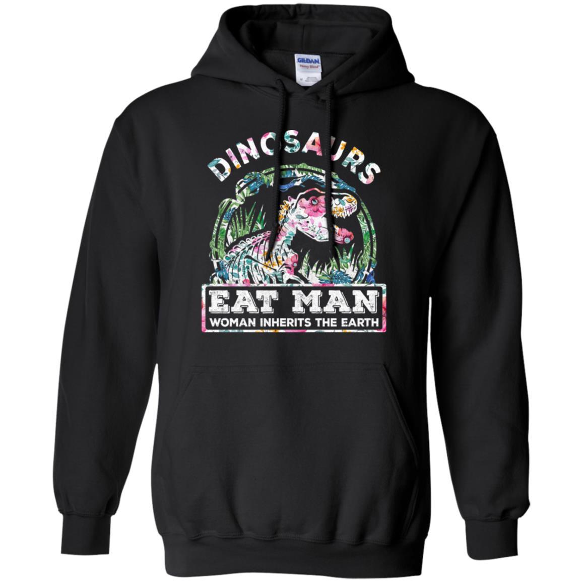 Funny Dinosaurs Eat Man Woman Inherits The Earth-T-Shirt & Tank Top-Pullover Hoodie-Black