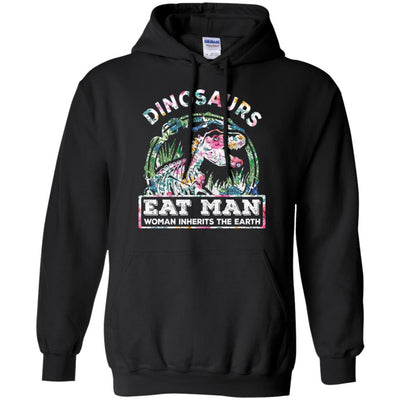 Funny Dinosaurs Eat Man Woman Inherits The Earth-T-Shirt & Tank Top-Pullover Hoodie-Black