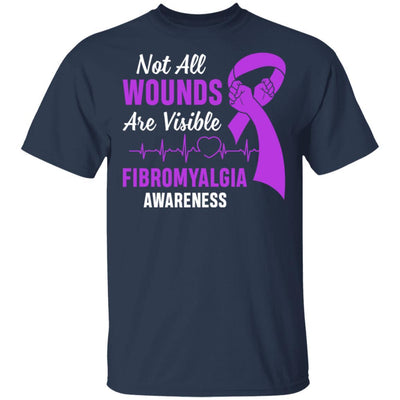 Fibromyalgia Awareness Purple Not All Wounds Are Visible-T-Shirt & Hoodie-Classic T-Shirt-Navy