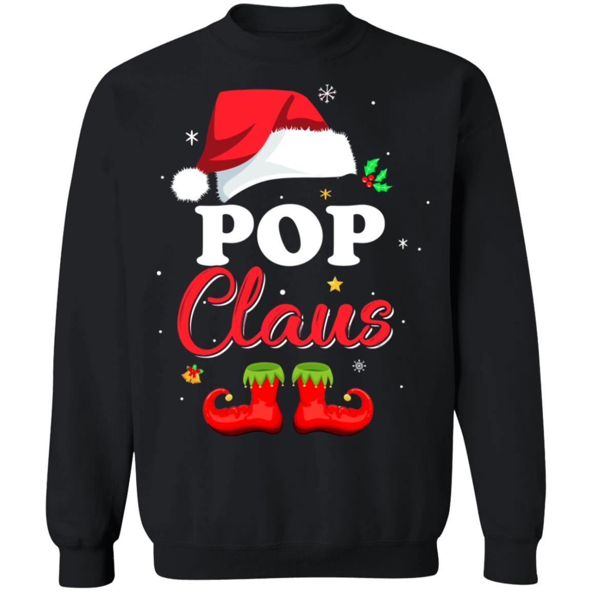 Santa Pop Claus Matching Family Pajamas Christmas Gifts-T-Shirt & Sweatshirt-Crewneck Sweatshirt-Black