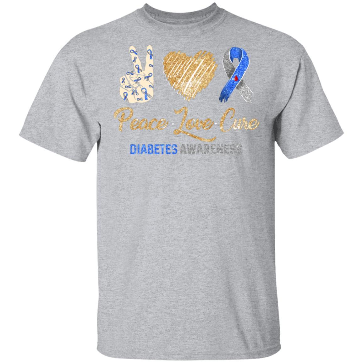 Peace Love Cure Diabetes Awareness-T-Shirt & Hoodie-Classic T-Shirt-Sport Grey