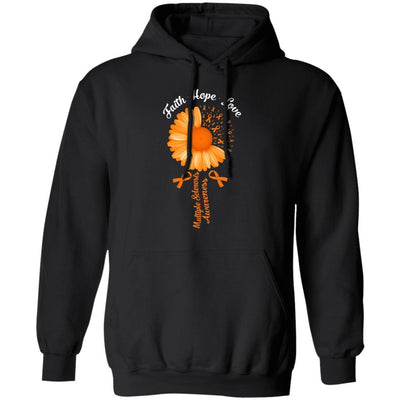Faith Hope Love Orange Multiple Sclerosis Awareness-T-Shirt & Hoodie-Pullover Hoodie-Black