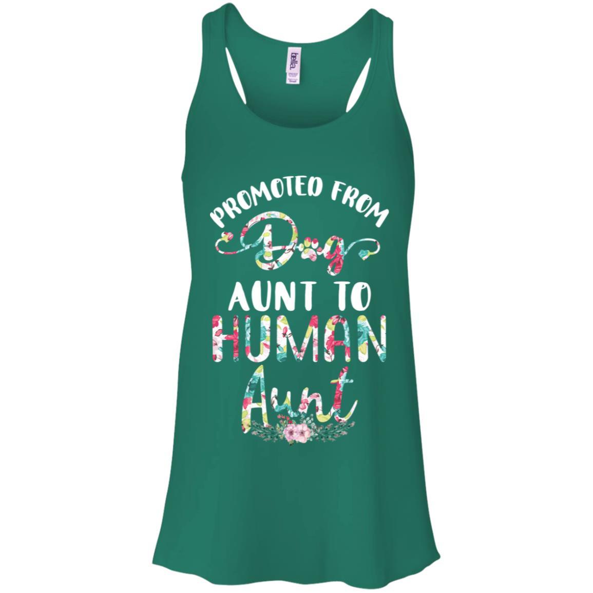 Floral Promoted From Dog Aunt To Human Aunt Gift-T-Shirt & Tank Top-Women's Flowy Racerback Tank-Kelly Green