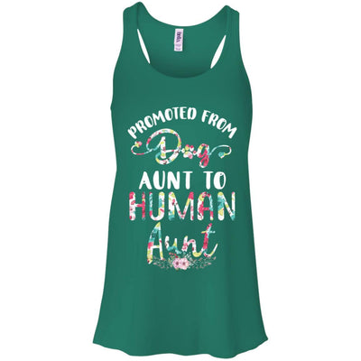 Floral Promoted From Dog Aunt To Human Aunt Gift-T-Shirt & Tank Top-Women's Flowy Racerback Tank-Kelly Green