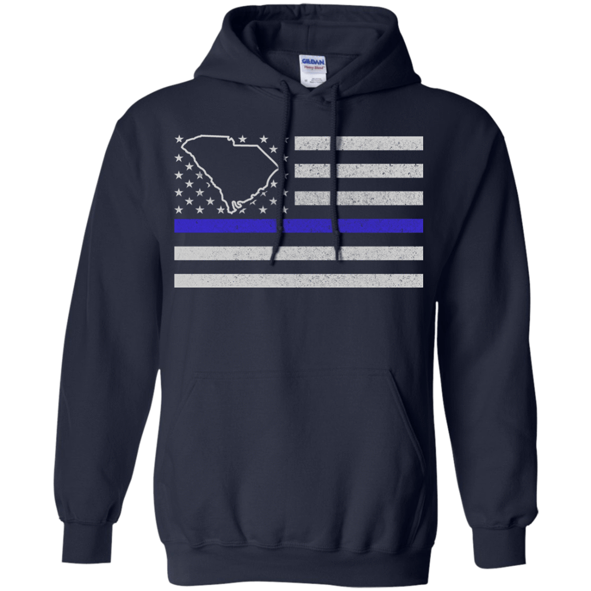 South Carolina Thin Blue Line Police State-T-Shirt & Hoodie-Pullover Hoodie-Navy