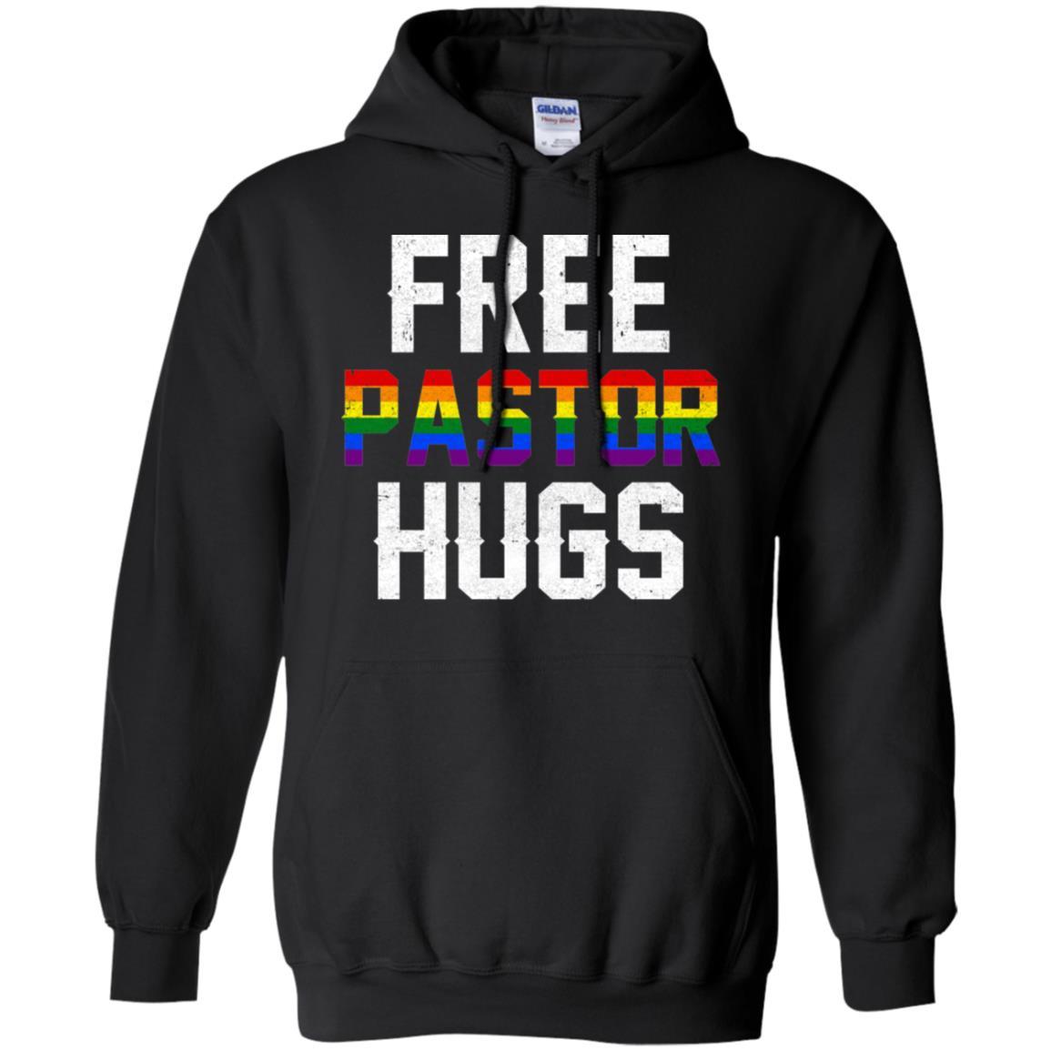 Free Pastor Hugs Support Gay LGBT Pride Rainbow-T-Shirt & Hoodie-Pullover Hoodie-Black