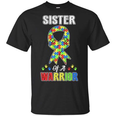 Sister Of A Warrior Support Autism Awareness Gift-T-Shirt & Hoodie-Classic T-Shirt-Black