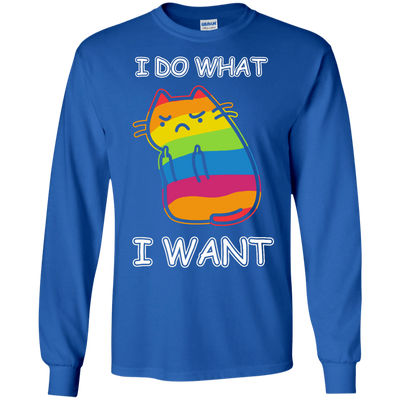 Rainbow Cat I Do What I Want-T-Shirt & Hoodie-Long Sleeve T-Shirt-Royal