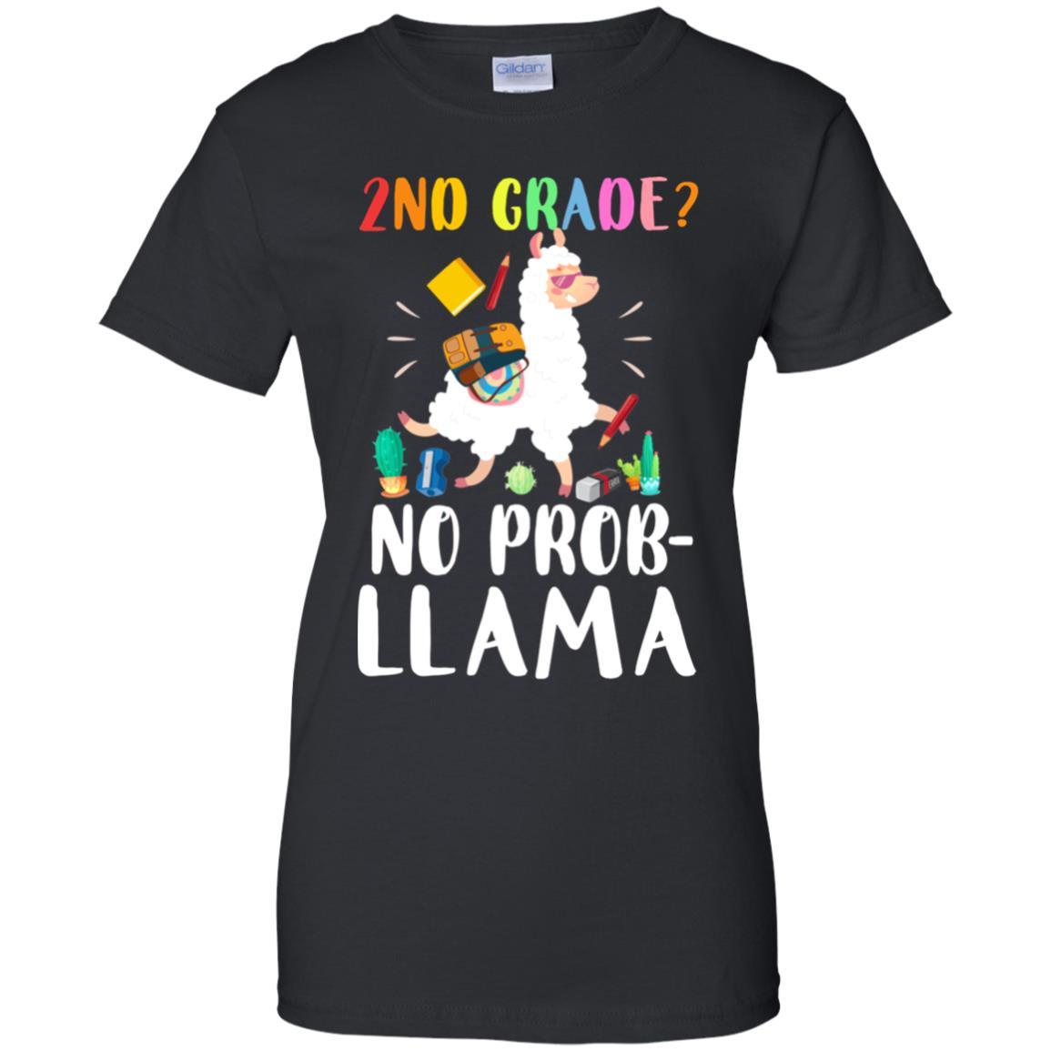 2nd Grade No Prob Llama Funny First Day Of School-T-Shirt & Hoodie-Women's T-Shirt-Black