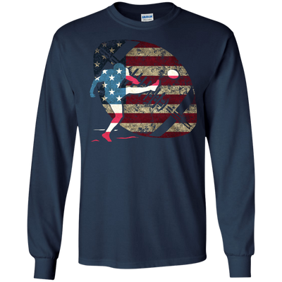 Kicker Football America Flag-T-Shirt & Hoodie-Long Sleeve T-Shirt-Navy