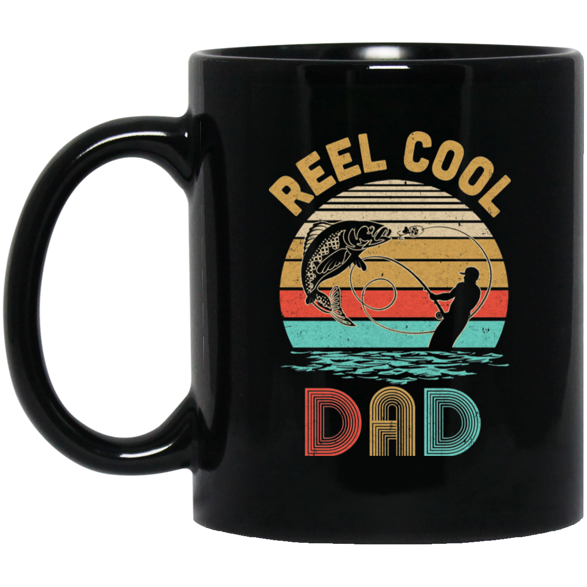 Vintage Reel Cool Bonus Dad Fish Fishing Father's Day Gift Mug