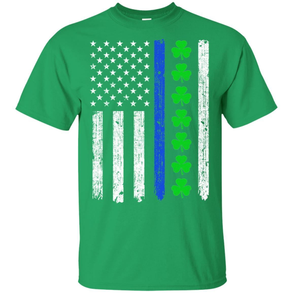 Thin Blue Line Shamrock Irish St Patricks Day Police-T-Shirt & Hoodie-Classic T-Shirt-Irish Green