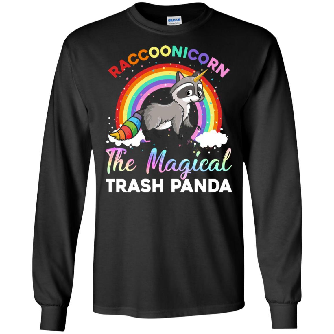 Racoonicorn Raccoon Unicorn Trash Panda For Kid Girls-T-Shirt & Hoodie-Long Sleeve T-Shirt-Black