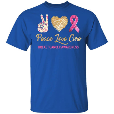Peace Love Cure Breast Cancer Awareness-T-Shirt & Hoodie-Classic T-Shirt-Royal