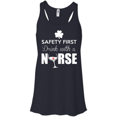 Safety First Drink With A Nurse-T-Shirt & Hoodie-Women's Flowy Racerback Tank-Midnight