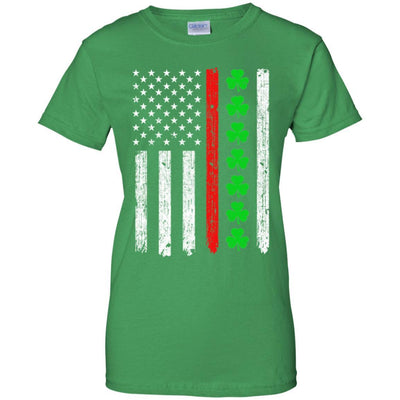 Thin Red Line Shamrock Irish St Patricks Day Fireman-T-Shirt & Hoodie-Women's T-Shirt-Irish Green