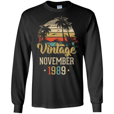 Retro Classic Vintage November 1989 32th Birthday Gift-T-Shirt & Hoodie-Long Sleeve T-Shirt-Black