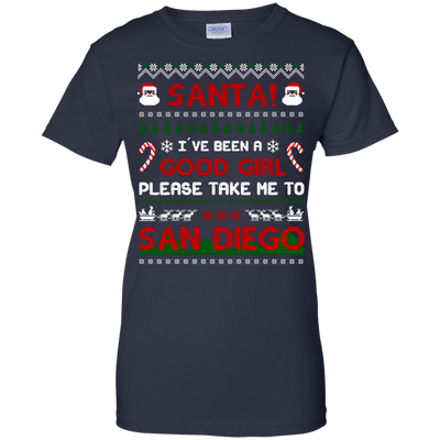 Santa I've Been A Good Girl Please Take Me To San Diego-T-Shirt & Hoodie-Women's T-Shirt-Navy