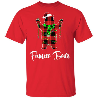 Red Plaid Fiancee Bear Couple Matching Christmas Pajama-T-Shirt & Sweatshirt-Classic T-Shirt-Red