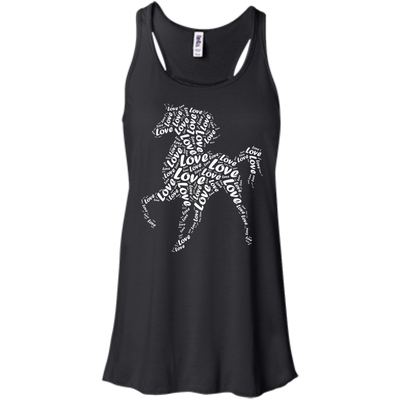 I Love Horse T-Shirt Word Graphic Tee-T-Shirt & Hoodie-Women's Flowy Racerback Tank-Black
