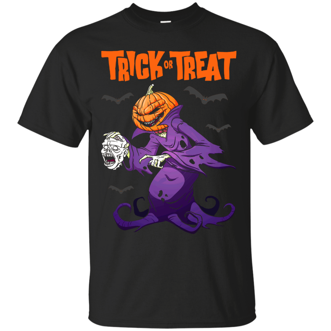 Trick Or Treat Pumpkin Zombie Halloween-T-Shirt & Hoodie-Classic T-Shirt-Black