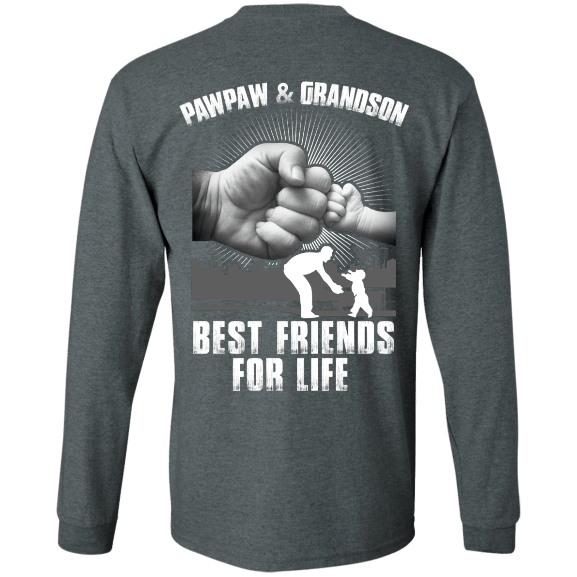 Pawpaw And Grandson Best Friends For Life-T-Shirt & Hoodie-Long Sleeve T-Shirt-Dark Heather
