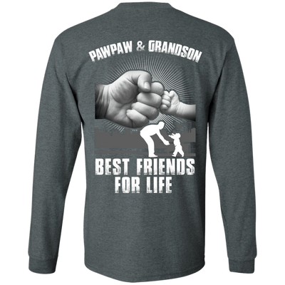 Pawpaw And Grandson Best Friends For Life-T-Shirt & Hoodie-Long Sleeve T-Shirt-Dark Heather