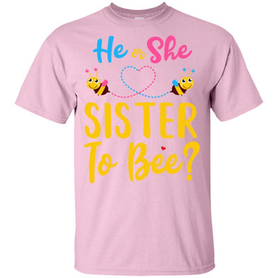 Gender Reveal Pink Or Blue What Will It Bee He Or She Sister Youth-Youth Shirt-Youth T-Shirt-Light Pink