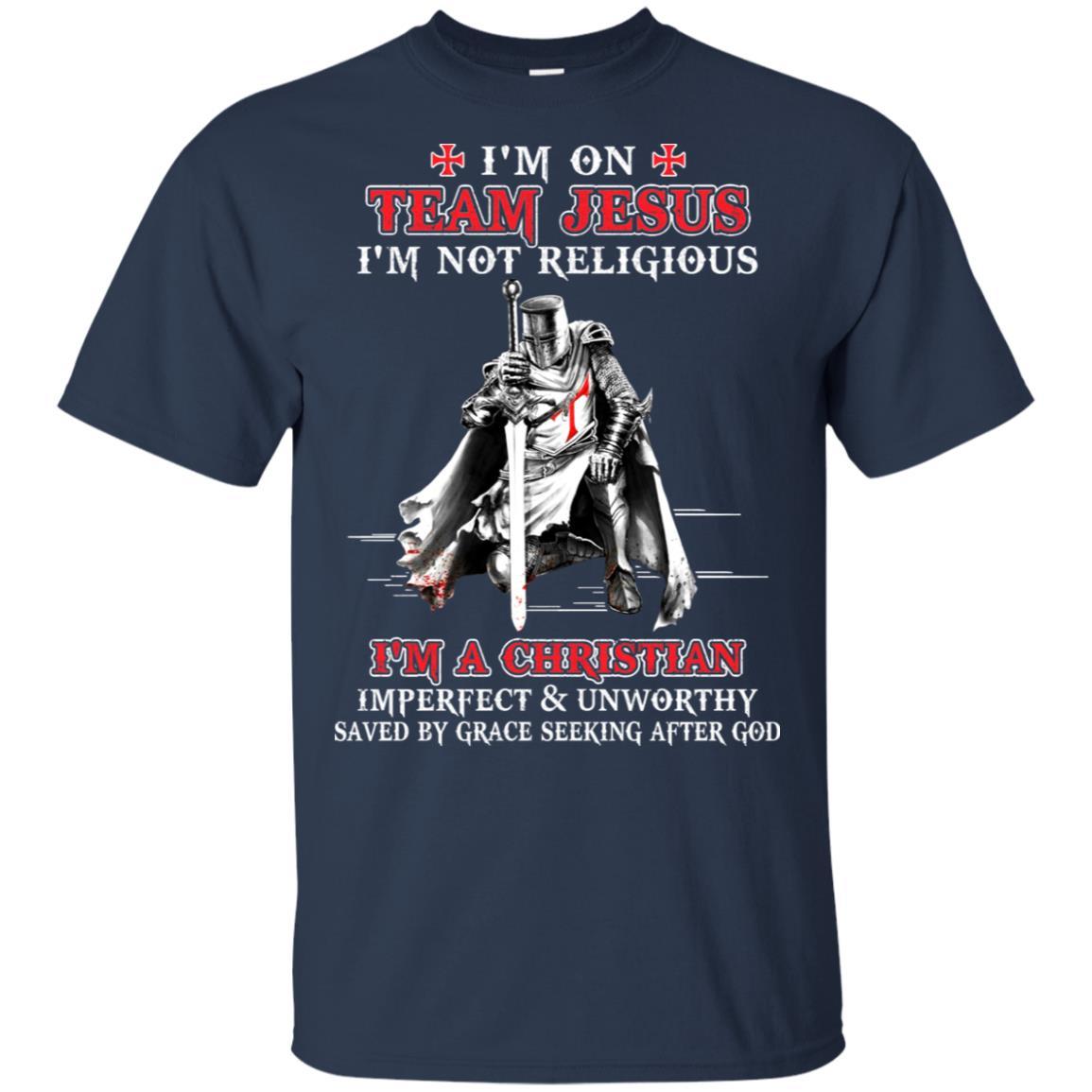 Knight Templar I'm On Team Jesus I'm Not Religious-T-Shirt & Hoodie-Classic T-Shirt-Navy