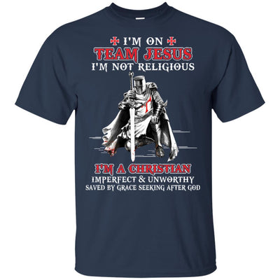 Knight Templar I'm On Team Jesus I'm Not Religious-T-Shirt & Hoodie-Classic T-Shirt-Navy