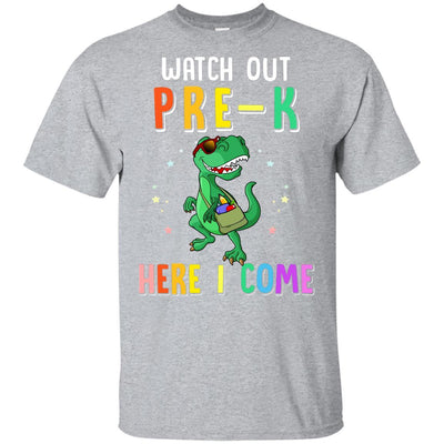 Pre-K Here I Come Dinosaur Back To School Youth-Youth Shirt-Youth T-Shirt-Sport Grey