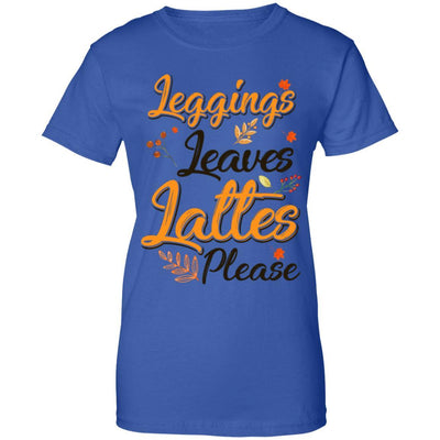 Leggings Leaves And Lattes Please Fall Thanksgiving-T-Shirt & Tank Top-Women's T-Shirt-Royal