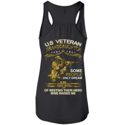 U.S. Veteran GrandDaughter Some People Only Dream Of Meeting-T-Shirt & Hoodie-Women's Flowy Racerback Tank-Black