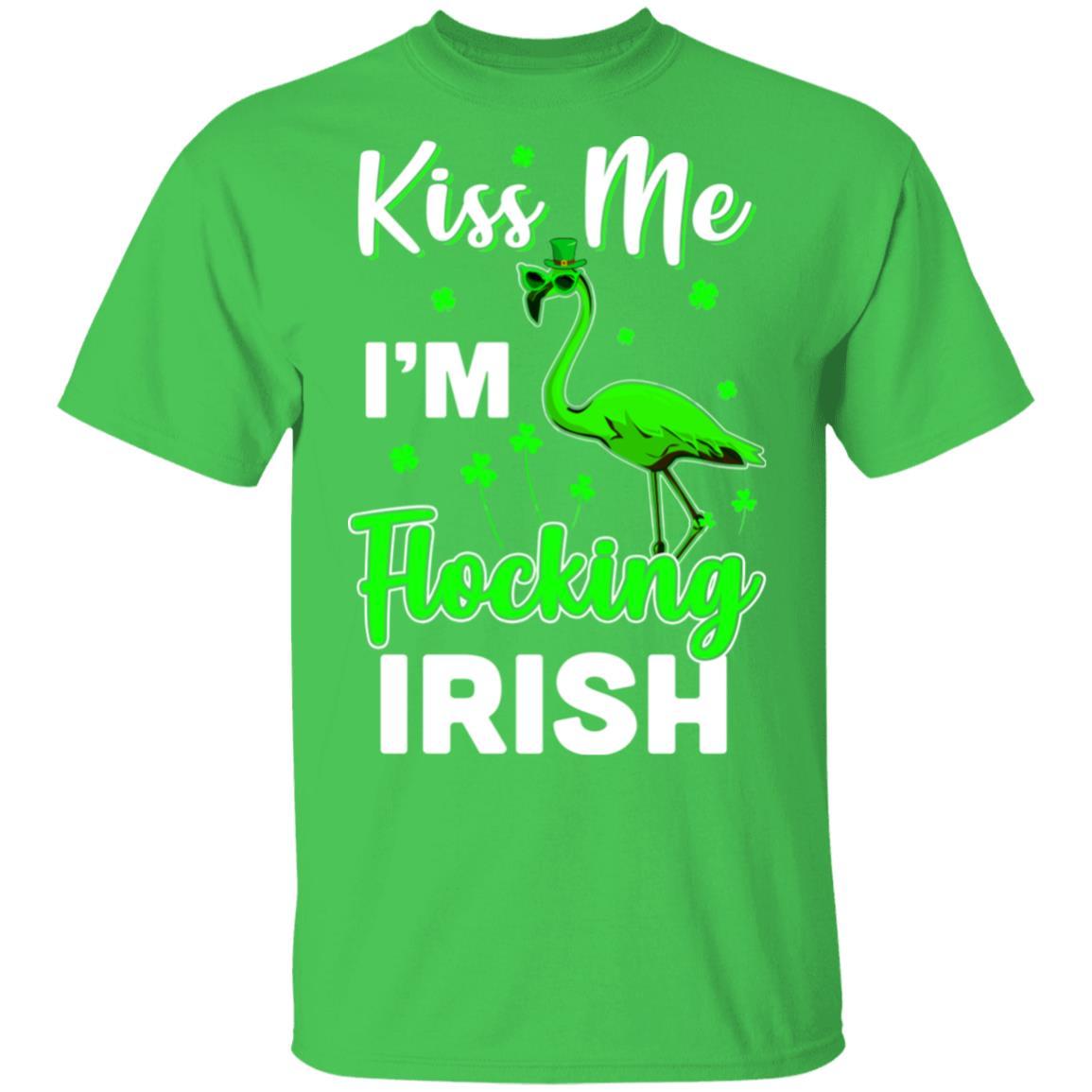 Kiss Me I'm Flocking Irish Green Flamingo St Patrick's Day-T-Shirt & Hoodie-Classic T-Shirt-Irish Green