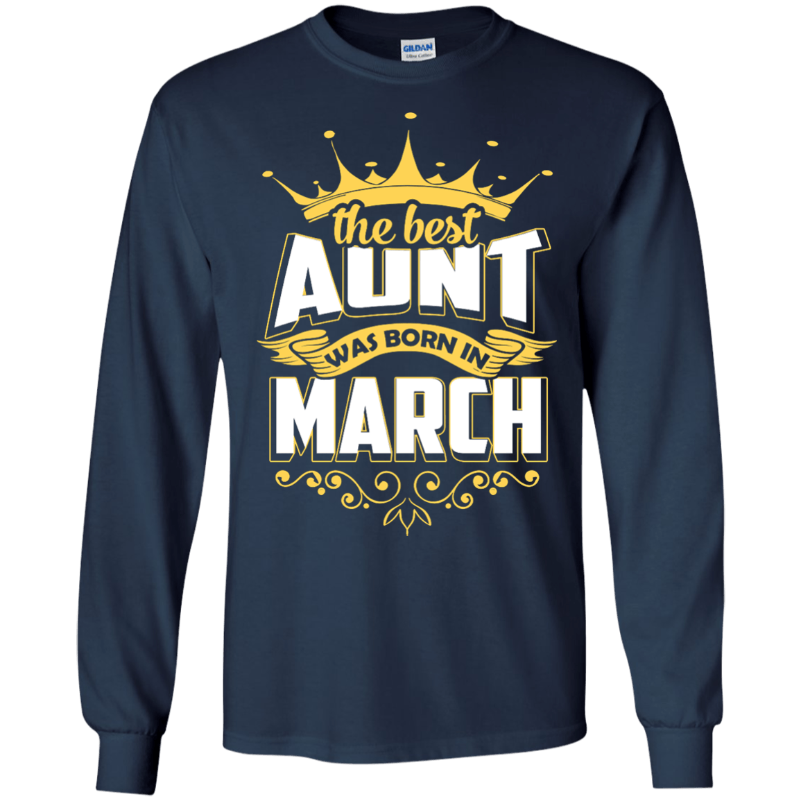 The Best Aunt Was Born In March-T-Shirt & Hoodie-Long Sleeve T-Shirt-Navy