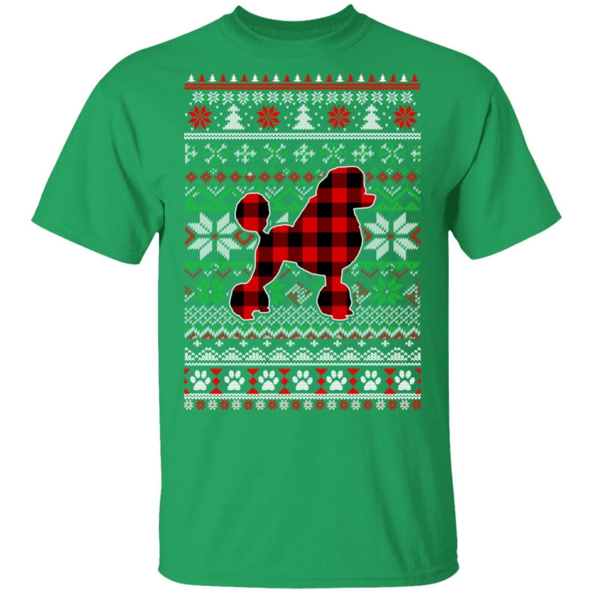 Poodle Red Plaid Ugly Christmas Sweater Gifts-T-Shirt & Sweatshirt-Classic T-Shirt-Irish Green