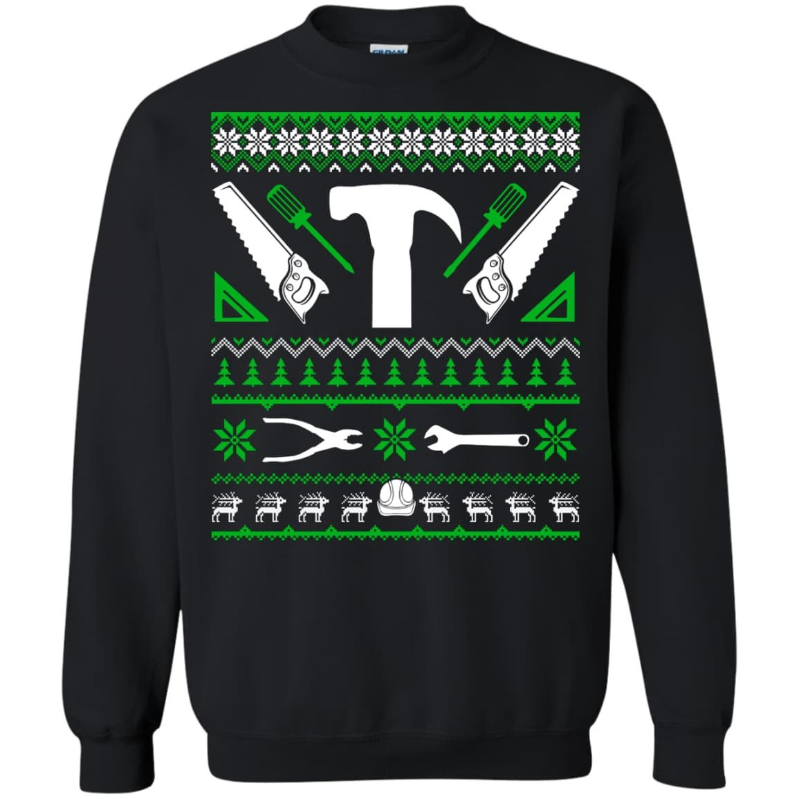 Carpenter Christmas Sweater-T-Shirt & Hoodie-Crewneck Sweatshirt-Black