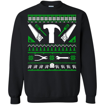 Carpenter Christmas Sweater-T-Shirt & Hoodie-Crewneck Sweatshirt-Black