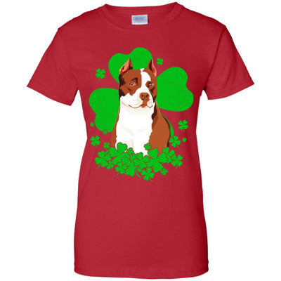Pitbull St. Patrick's Day Clovers-T-Shirt & Hoodie-Women's T-Shirt-Red